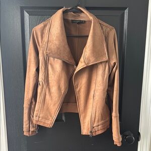 Dance & Marvel Tan Leather Jacket Asymmetrical Cropped